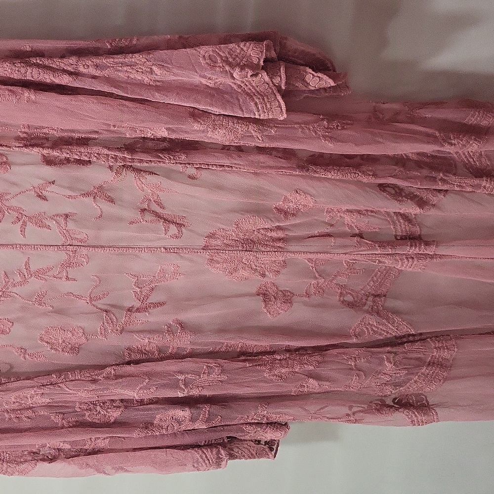 Delicate Lace Kimono Robe - Mauve - Picture 2 of 6